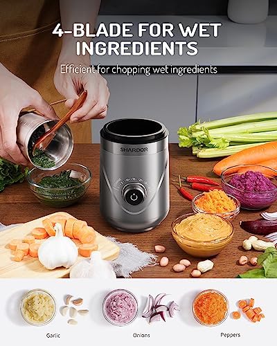SHARDOR Electric Super Silent Blade Coffee Grinder, Timed Grind Control Rotary Knob, Adjustable Coarse to Fine for Coffee Beans, Spices & Herbs, with 2 Removable Stainless Steel Bowl, Sliver - Image 4