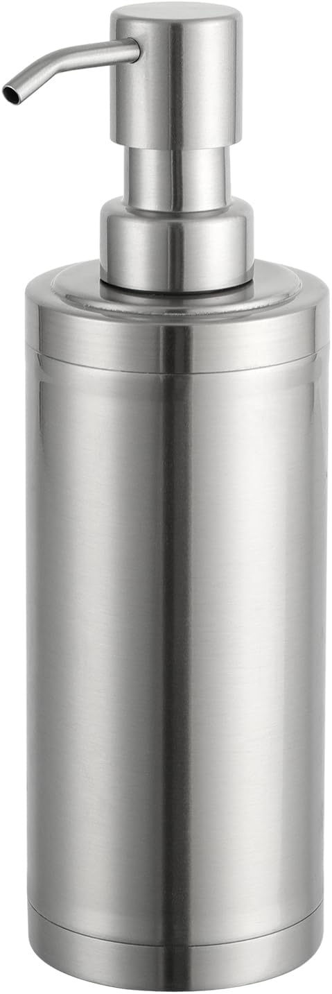 Brushed Nickel Soap Dispenser Stainless Steel Metal Pump Hand Lotion Bottle for Bathroom, Bedroom and Kitchen(300ML/10.15Ounce)