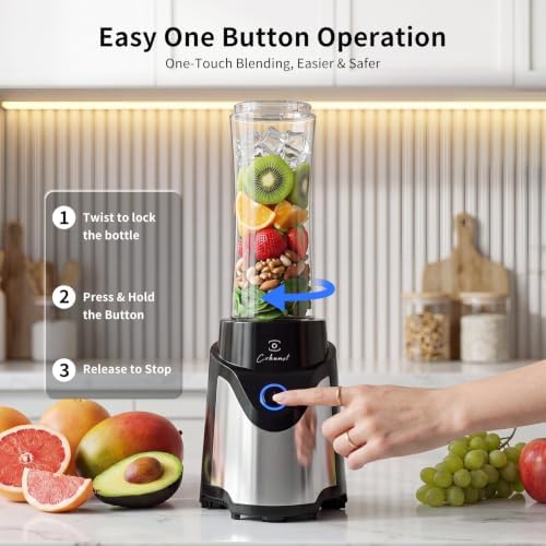 COKUNST Smoothie Blender, Personal Blender with 2 To-Go Cups & Lids, Black - Image 3