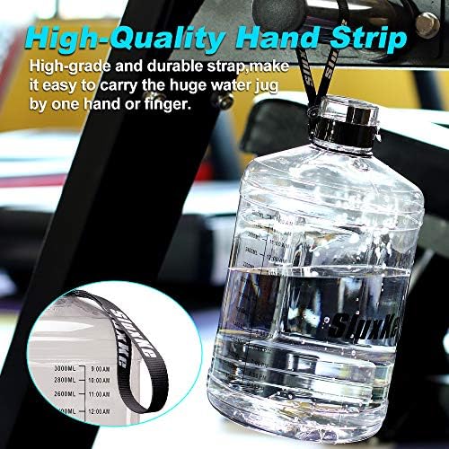 Gallon Big Water Bottle with Handle, 128oz Leakproof BPA Free Fitness Sports Water Bottle with Motivational Time Marker & Wide Mouth Ensure You Drink More Water