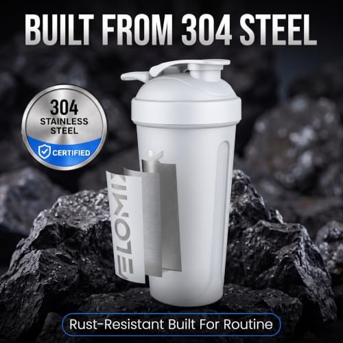 VELOMIX 24oz Stainless Steel Shaker Bottle with Wire Whisk (White) - Image 6