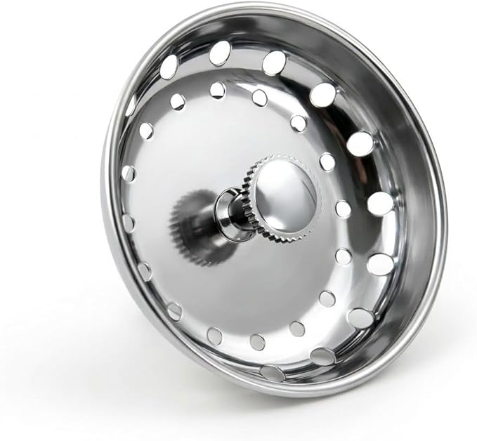 Highcraft 97333 Kitchen Sink Basket Strainer Replacement for Standard Drains (3.25 Inch) Chrome Plated Stainless Steel Body With Rubber Stopper, 3.25"