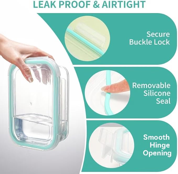 Glass Food Storage Containers with Airtight Lids - BPA-Free, Leak-Proof, Clear - for Lunch Meal Prep & Leftovers Set of 8