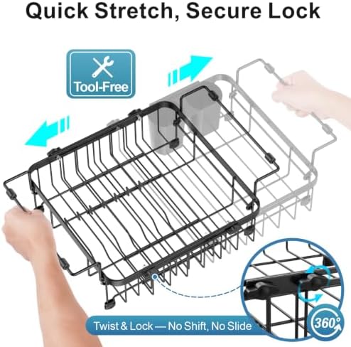 Dish Drying Rack Over the Sink - Expandable Rust-Resistant Drainer