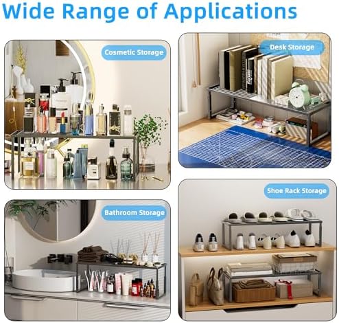 Cabinet Shelves, 2 Pack Stackable Shelves for Pantry Storage