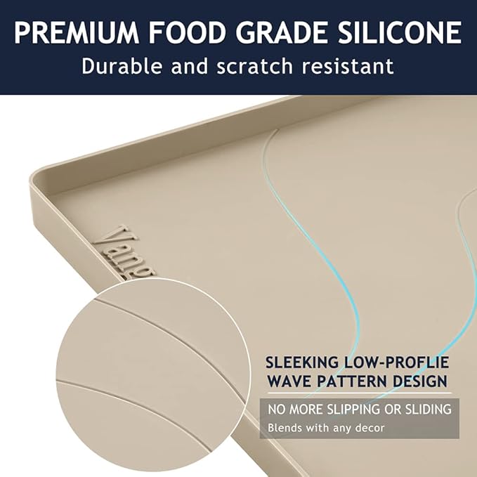 Heavy Duty Silicone Under Sink Mats for Kitchen Waterproof 31" x 19", Extra Thick Under Sink Rubber Mat Drip Tray, Raised Edge Under Sink Liner,Prevent Drips, Leaks, Spills,Taupe