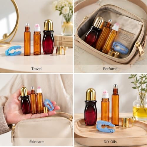 Rose Quartz Roller Bottles for Essential Oils, Empty Leakproof - Image 7
