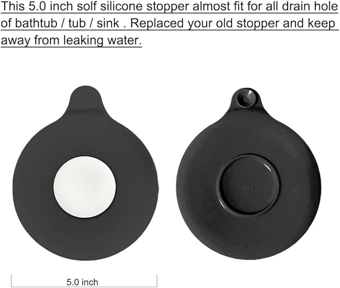 Seatery Bathroom Sink Stopper, Tub Stopper, Bathtub Drain Stopper, Bath Tub Plug, Bathtub Drain Cover, Bathtub Drain Plug, Sink Drain Cover, Sink Plug，Black