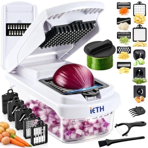 18-in-1 Vegetable Chopper Mandoline Slicer, Veggie Chopper with Container