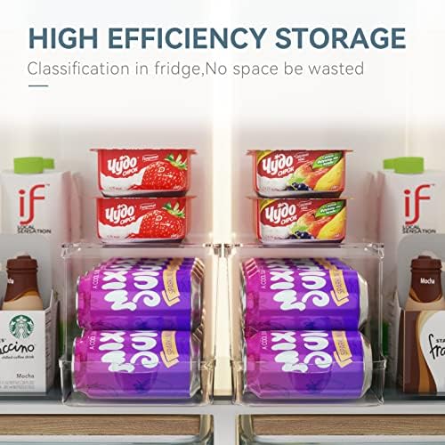 Soda Can Dispenser for Refrigerator with Lids, Stackable, 2 Pack