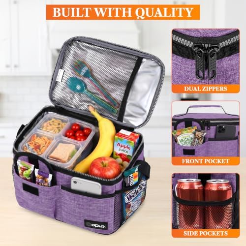 Insulated Lunch Box Adult, 14 Can Leakproof Cooler Bag Kid, Purple