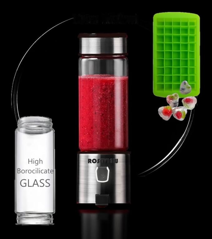 Mini Glass blender for shakes and smoothies ROSEVIEW glass blend bottle blast blender cordless jar cordless mixer handheld cup rechargeable mini juicer