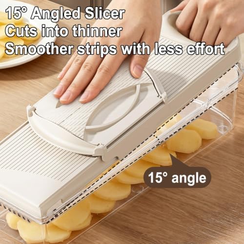 Vegetable Mandoline Slicer with Safe Hand Guard, One-Click Blade Switch - Image 7