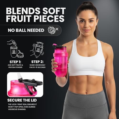 SHAKESPHERE Protein Shaker Bottle with Straw 13.5oz BPA-Free Tritan, Pink - Image 6