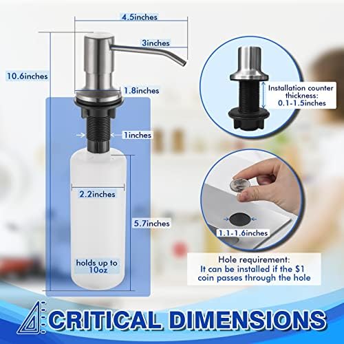 Built in Soap Dispenser for Kitchen Sink, Stainless Steel