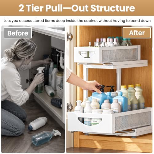Under Sink Organizer for Kitchen and Bathroom Cabinets Pull Out Storage