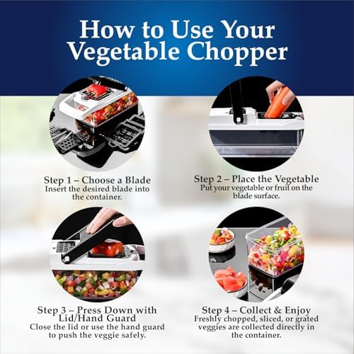 Vegetable Cutter 12-in-1, Multi-Purpose Vegetable Slicer and Chopper with 7 Interchangeable Blades, Container, Egg Separator, Hand Protector & Cleaning Brush – Vegetable Choppers & Salad Cutter - Image 6