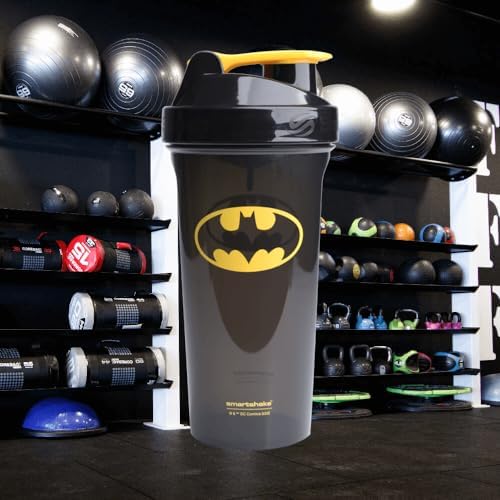 Lite Justice League Protein Shaker Bottle 800ml – DC Comics Water Bottle, Leakproof BPA Free Gym Shaker Bottle for Protein Shakes And Protein Powder - Batman Logo