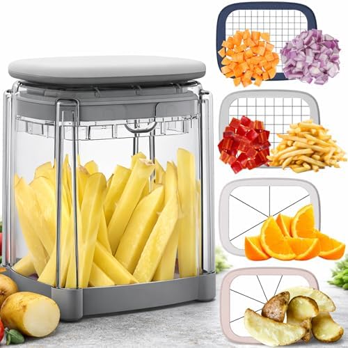 Brieftons PerfectCut 4-Blade Manual Vegetable Chopper, Food Dicer Chop Box by Brieftons