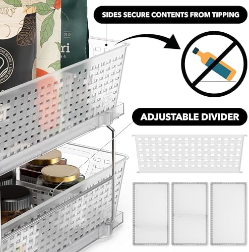 2 Tier Pull-Out Sliding Drawer Under Sink Storage, Clear