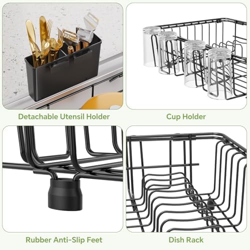 Expandable Dish Drying Rack in Sink, Black