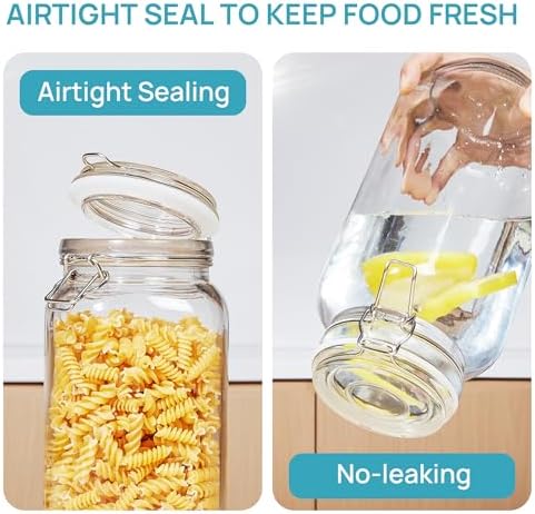 78oz Glass Food Storage Jars with Airtight Clamp Lids, 3 Pack