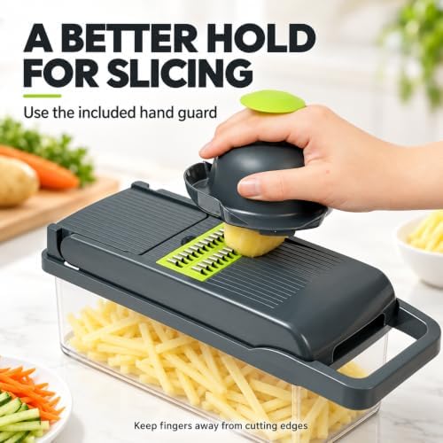 RüK 8-Blade Vegetable Chopper with Container, All-in-1 Kitchen Tool | Mandoline Slicer and Drain Basket - Image 4