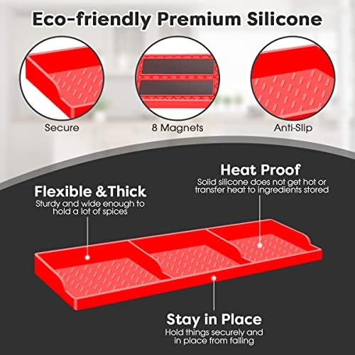 Stove Top for Shelf Silicone,30 Inch Magnetic Over the Stove Spice Rack of Shelf,Kitchen Shelf for Stove Organizer Magnet Above Stovetop Flat Back of Stove Storage Suctioned Shelf for The Stove-Red