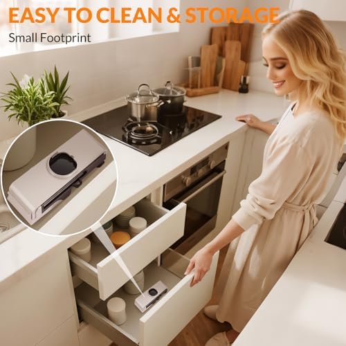 Safe Mandoline Slicer for Kitchen, Adjustable 0.5–8 mm, Stainless-Steel Blades, Anti-Slip, Dishwasher-Safe Handheld Mandoline Slicer, Compact Mandoline Food Slicer