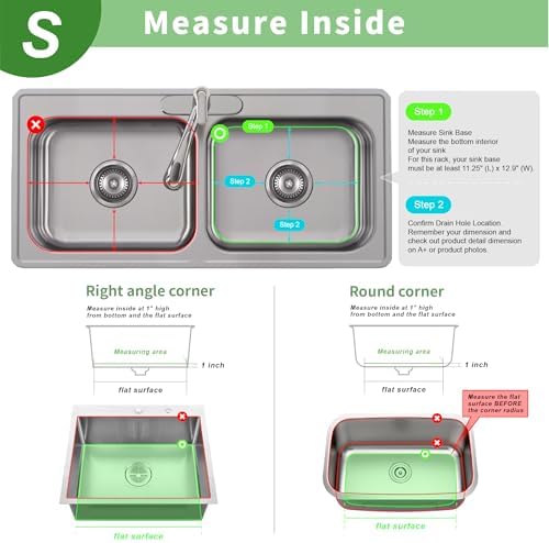 304 Stainless Steel Sink Protector Rack – Rust-Resistant Grid for Kitchen Sink Bottom, Scratch Prevention, Drainage Support – Fits Sinks 10.75" x 12.4", Center Drain Hole Required