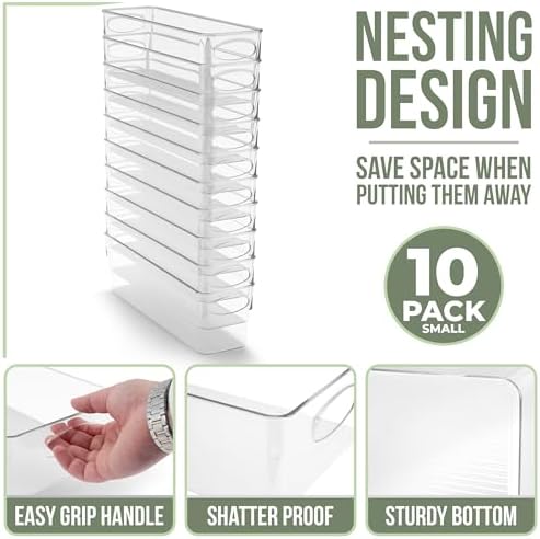 Fridge Organizers and Storage, Clear Bins (Small, 10 Pack)