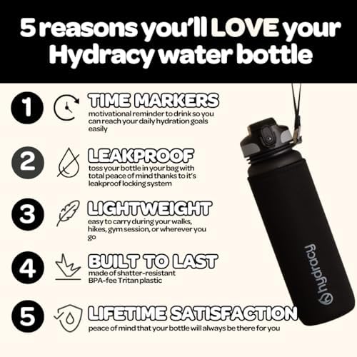 Motivational Water Bottle with Time Marker & Fruit Infuser 32 oz