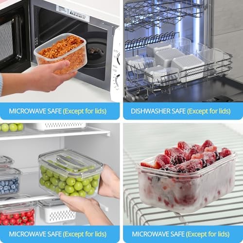 10 Pack Fruit Storage Containers for Fridge with Removable Colander