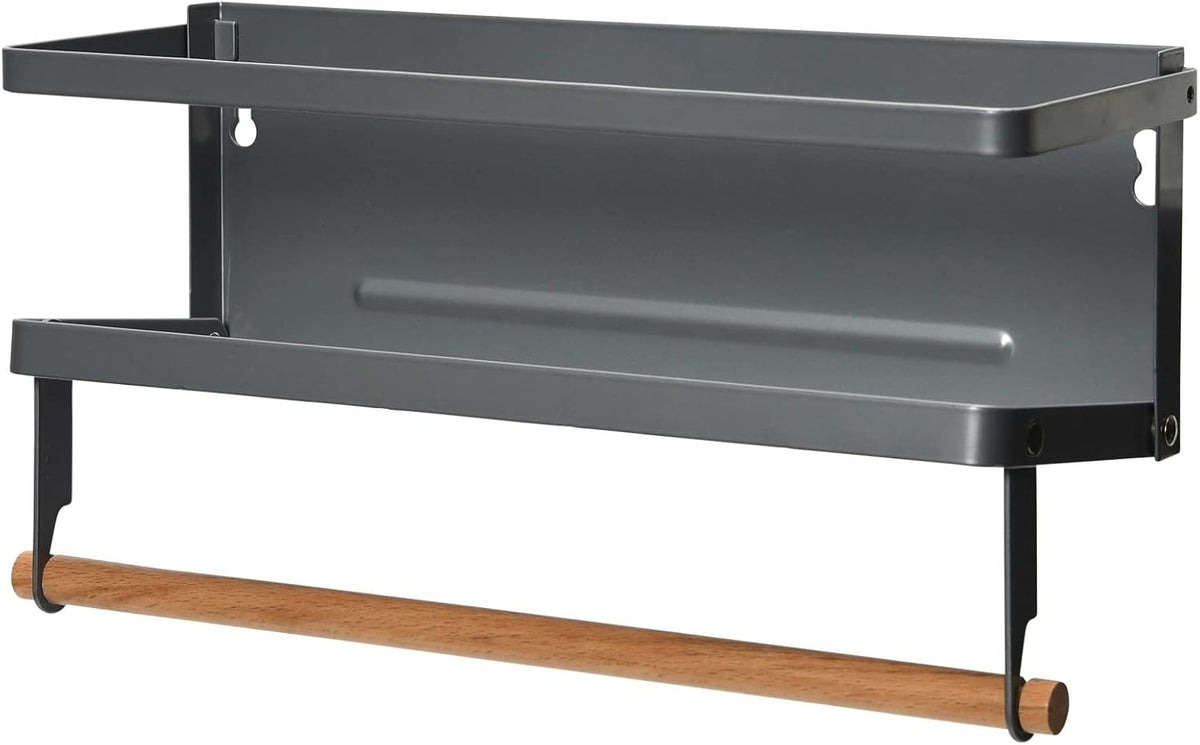 Metal Magnetic Spice Rack with Paper Towel Holder, Grey