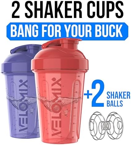 VELOMIX 2 Pack 20oz Protein Shaker Bottle for Protein Mixes, Blush Storm - Image 2