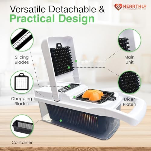 HEARTHLY Vegetable Chopper with 13 Blades, Onion Cutter, Egg & Mandoline Slicer, Food Chopper with Container – Essential Kitchen Gadget for Meal Prep & Cooking Convenience - Image 5