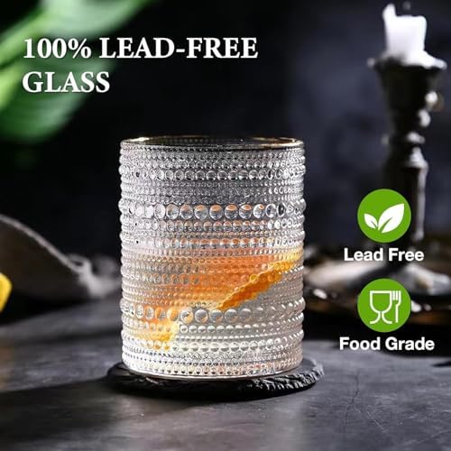 Vintage Hobnail Drinking Glasses Set of 8, 12 oz Highball Glasses & 10 oz Cocktail Glasses Set, Kitchen Water Glasses Cup, Bar Tumbler Glassware Set for Beer, Juice, Cocktail, Whiskey, Milk