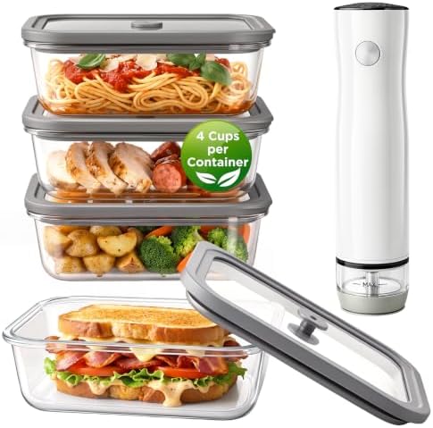Vacuum Seal Containers for Food, Glass Meal Prep Containers
