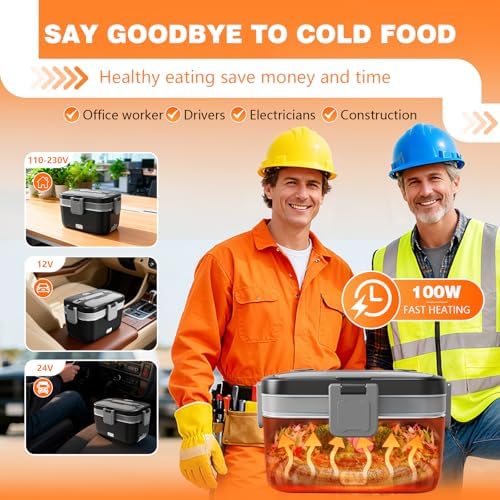 Electric Lunch Box for Adults, 2.8L Double Layer Heated LunchBox