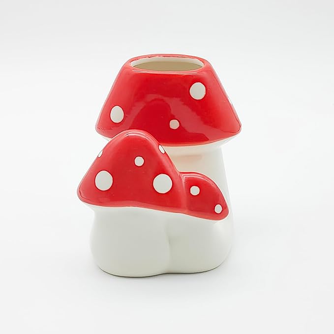 Mushroom Sponge Holder for Kitchen Sink Cute Kitchen Decor Mushroom Decor Ceramic Dish Sponge Brush Holder Kitchen Accessories Mushroom Gifts (Red)