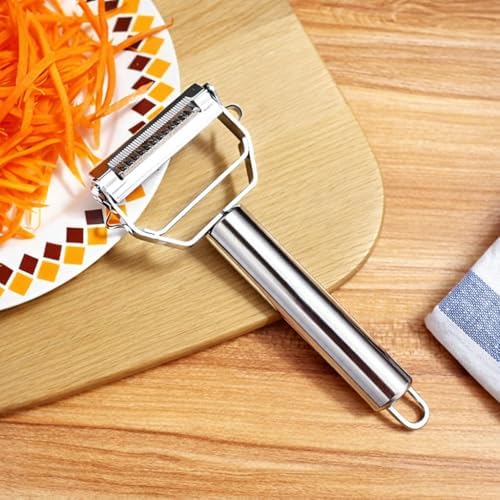 Julienne Peeler, Stainless Steel Vegetable Peeler, Double-Sided Blade Vegetable Julienne Cutter and Fruit Slicer, Dual Blade Multifunction Potato Peeler