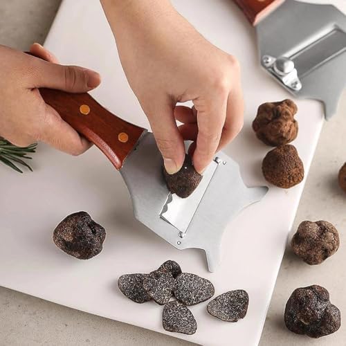 2 Pieces Truffles Stainless Steel Truffle Slicer Shaver Cheese Chocolate Truffle Shaver Cutter Grater Curler with Adjustable Blade Wood Handle for Kitchen Supplies - Image 2