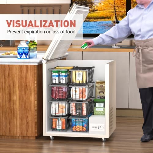 Freezer Organizer Bins for 5-7 Cu.FT Chest Freezer, 4 Pack Black
