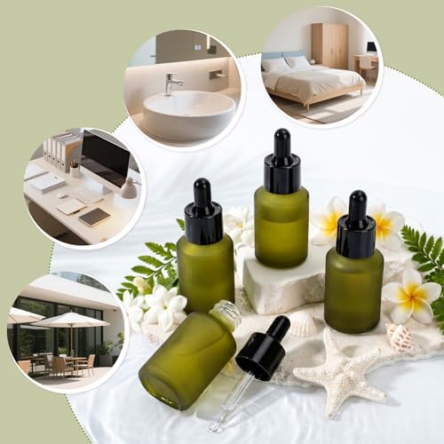 Segbeauty 1oz Dropper Bottle for Essential Oils, 4 Pack 30ml Travel Frosted Glass Bottle with Dropper, Empty Refillable Droppers for Face Hair Oils, Green Glass Mini Bottles for Travel Toiletries - Image 5