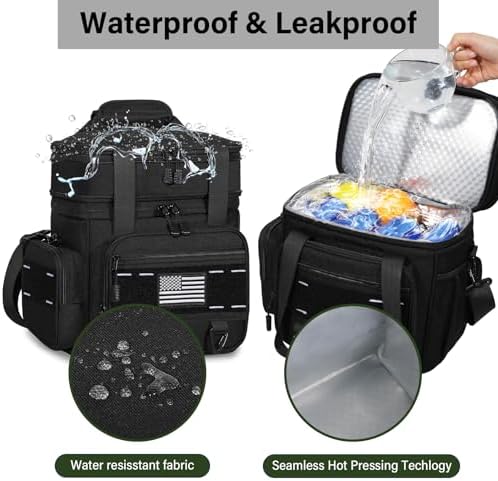 Tactical Insulated Lunch Box Men Double Deck Heavy Duty Cooler Bag