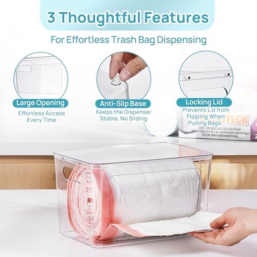 2 Pack Clear Trash Bag Holder, Stackable Garbage Bag Dispenser