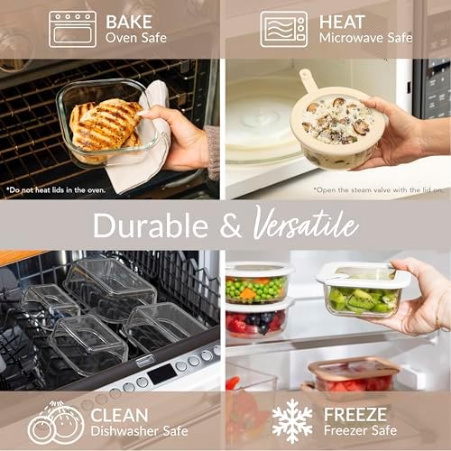 Signature Glass Food Storage Containers with Lids, 8 Piece Set