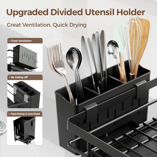 Dish Drying Rack for Kitchen Counter & Sink, 2 Pack Dish Drainers