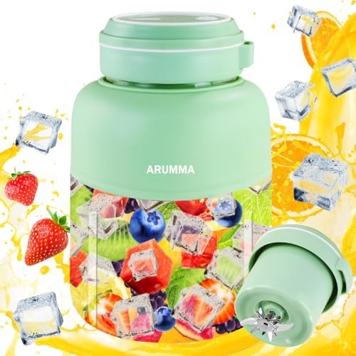 Portable Juice Cup Blender for Smoothies Shakes Fruit Crush Baby Food Maker 43oz 1300ML USB Charging Cordless Food Grade Blades Electric Smoothie Blender for Small Ice Kitchen Outdoor by ARUMMA