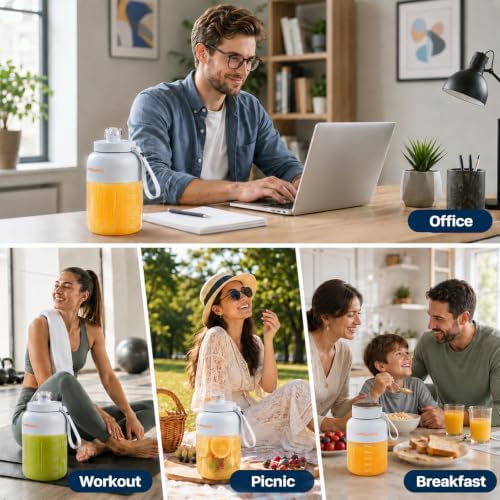 Portable Blender, Personal Smoothie juicer, Shaker blender, 33oz USB portable rechargeable juicer cup with 38 Blades for Kitchen, Travel, Gym， Office – Sky Blue - Image 7